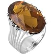 Sterling Silver Smoky Quartz and Champagne Diamond Ring