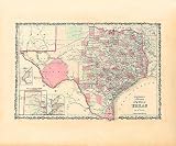 New Map Of The State Of Texas By Scott Johnson. ART PRINT Size: 24 x 20 Inches