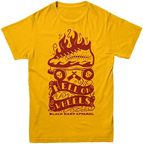 Black Hart Apparel Hell On Wheels Roller Derby T-shirt Mens Gold XL