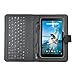 IVSO Micro USB Folio Keyboard with Stand Universal PU Leather case for BLU Studio 7.0 II Tablet (Black)
