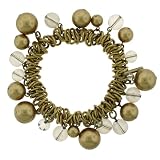 Kenneth Cole Sunset Pearl Clear Gold Bead and Gold Pearl Shaky Stretch Bracelet