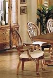 Set of 2 Dining Arm Chairs Medium Oak Finish
