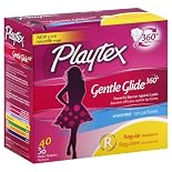 Playtex Gentle Glide Tampons, Plastic, Regular Absorbency, Unscented, 36 ct.
