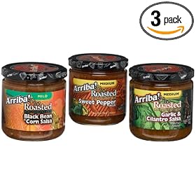 Arriba! Fire Roasted Southwestern Salsa Variety Pack (Sweet Pepper, Garlic & Cilantro, Black Bean & Corn), 16-Ounce Jars (Pack of 3)