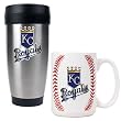 Kansas City Royals MLB Stainless Steel Travel Tumbler & Game ball Ceramic Mug Set - Primary Logo by Great American Products