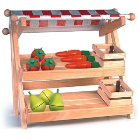 Wooden Market Stall With 2 Crates [Toy]