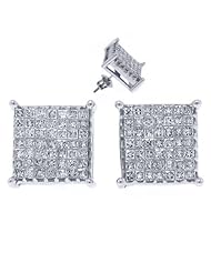 1.50 Carat Princess Invisible Diamond Stud Earrings