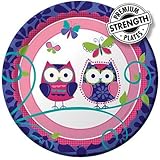 Creative Converting Owl Pal Round Dessert Plates, 8 Count