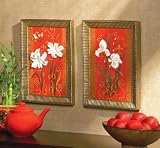 SET OF 2 FLORAL WALL PLAQUES