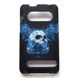 Back Cover For HTC EVO 4G (Sprint) Rubberized Snap-on Protector Hard Cover "Tribal Skull" Design
