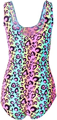 Women Fashion Leopard Striped Bodysuits One-piece Sexy Rainbow Swimwear Swimsuit