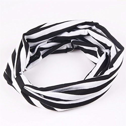 el8 All Season Multi Use Sweat Wicking Headband - 100% Cotton, Very Comfortable - Perfect for Workout, Yoga, Sports And Fashion - One Size (Black & White Stripe)