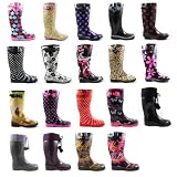 New Womens Ladies Festival Rain Snow Wellington Boots Size UK 3 4 5 6 7 8 Winter Riding Wellies, Pom Pom Purple, UK 5