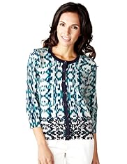 Per Una Cotton Rich Geometric Print Cardigan