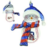 Pack of 4 MLB Detroit Tigers Baseball Snowman Christmas Ornaments 2.75"