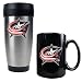 Columbus Blue Jackets NHL Stainless Steel Travel Tumbler & Black Ceramic Mug Set - Primary Logo by Great American Products