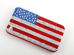 American Flag Banner Patriotic iPhone 4S 4 Case Cover Swarovski Crystal Element
