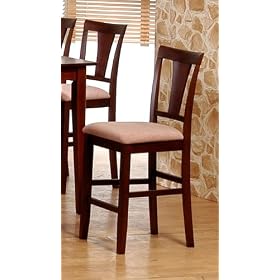 2 Cherry Finish Solid Wood Counter Height Bar Stool Stools Chair by visiondecor Furniture