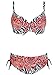 Abary 2-Piece Flowers Printing Striped Bathing Suit Plus Size Bikinis Cup D-G