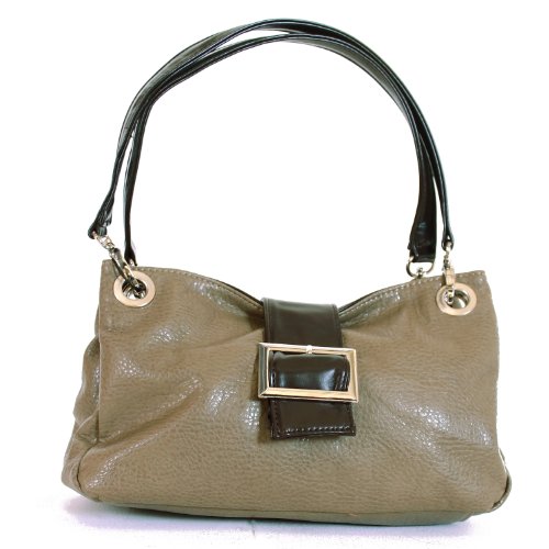 Ladies Buckle Handbag Shoulder Bag Italian Purse - Khaki