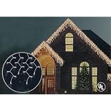 150 Commercial Grade Clear GE Christmas Icicle Lights -White Wire Connect 6 Sets