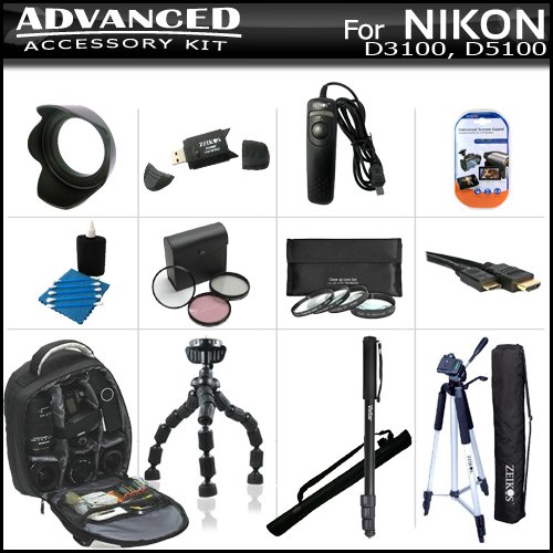 Accessory Bundle Kit For Nikon D3100 D5100 Digital 