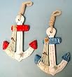 Set of 2 Wood Anchor Wall Hooks - Nautical Decor - New