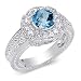 Glamorous 1.25 carats total weight Round Shape Checker Board London Blue Topaz & White CZ Size 7 Gemstone Ring in Sterling Silver