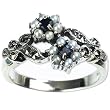 Gemini Silver Natural Seed Pearl Ring, Sapphire - Dahlia Vintage Collection Gemini Silver Natural Seed Pearl Ring, Sapphire - Dahlia Vintage Collection