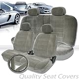 New 11 pieces Premium Grade Universal Size Velour Car Seat Covers Set with 40 60 Split Feature Rear Covers S