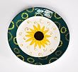 Embossed Handpainted Ceramic Round Dessert Plate, Sunflower Scape