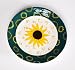 Embossed Handpainted Ceramic Round Dessert Plate, Sunflower Scape