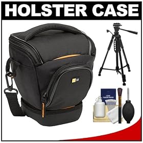 Case Logic Digital SLR Holster Camera Bag/Case (Black) (SLRC-200) + Tripod + Accessory Kit for Canon EOS 7D, 5D Mark II III, 60D, Rebel T3, T3i, T2i Digital SLR Cameras