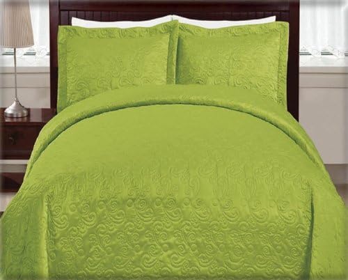 Casa Bajajio LUX-0634 3-Piece Luxemburg Matte Satin Quilt Set, King, Pastel Green