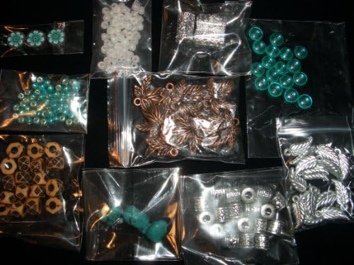 Turquoise Jewelry Making Charms Beads Kit Loose Spacer Lot Glass Metallic &amp; Beach Glass Seed