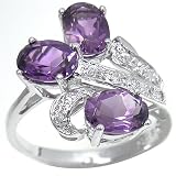 1.5ct Genuine Natural Amethyst Gemstone and Diamond 10k White Gold Ring