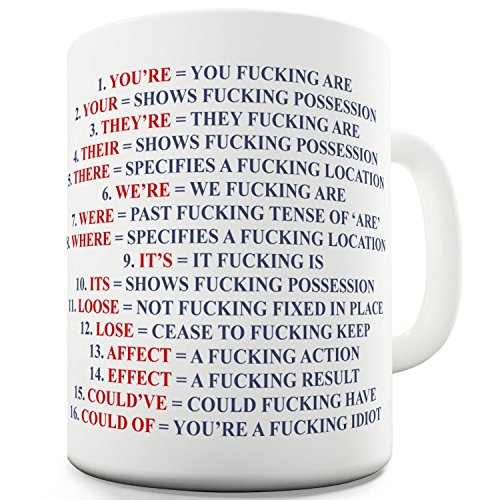 Funny Mug - Grammar Expletive and Rude - 11 OZ Coffee Mugs...