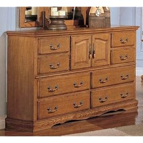 Storage Dresser with Jewelry Tray in Light Brown Finish