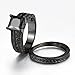 Zealmer 2 PCS Black Gold Plated Princess Cut Heart Shape Black CZ Cubic Zirconia Halo Bridal Rings Set