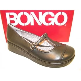 Ladies Bongo Teamwork T-Strap Slip-On, Black by Bongo