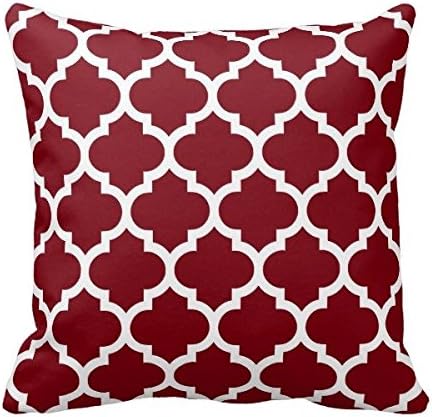 DecorModern Burgundy White Moroccan Quatrefoil Pattern #5 Pillow Case Cushion Cover