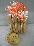 Chocolate Chip Texas Orange & White Curling Ribbon Gift Bag Filled with 1 Dozen Fresh Baked Chocolate Chip Cookies