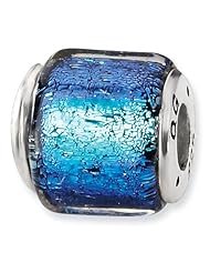 Sterling Silver Reflections Blue Dichroic Glass Bead