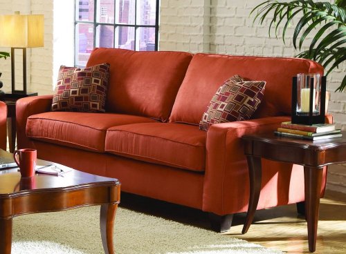 Sofa 8-Way-Hand-Tied in Coral Red Microfiber - 9837RD-3