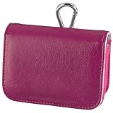 DURAGADGET Pink Leather / Soft fleece lining Digital camera carry case bag with belt clip fo Polaroid Pogo - Black