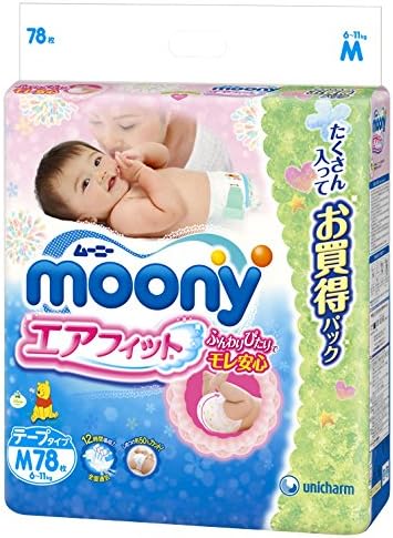 Japan Health and Personal - Mooney air fit M size 78 sheets (tape type) *AF27*