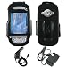 PCMICROSTORE Brand HTC 8525 PDA Smartphone Premium Leather Case Cover with Swivel Belt Clip - - Bundled with 12v Rapid Premium Car Charger and Home Travel Wall AC Adapter Charger
