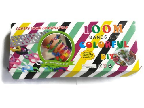Loom Bands Kit Colorful DIY - Includes Loom Board, 600 Latex Free Loom Bands with Clips - 4 Charms Included