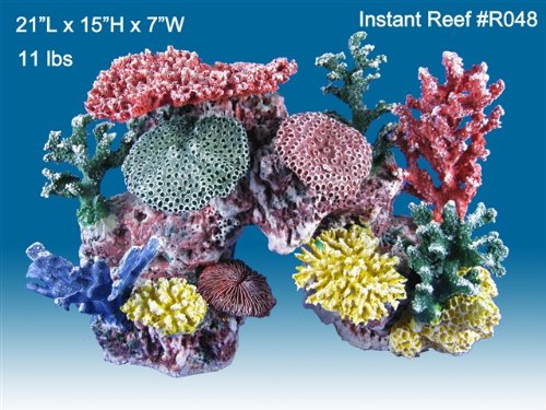 Instant Reef #048 Artificial Coral Reef Aquarium Decoration for Saltwater Fish, Marine Fish Only with Live Rock Aquarium, Coral Reef Tank, Freshwater Aquarium. Gorgeous Corals, Non-Toxic, Easy to Clean. Reef Aquarium at Saltwater Fish Only Tank costs