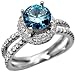 Ladies 2.35ct Round Blue Diamond Engagement Ring in 18k White Gold